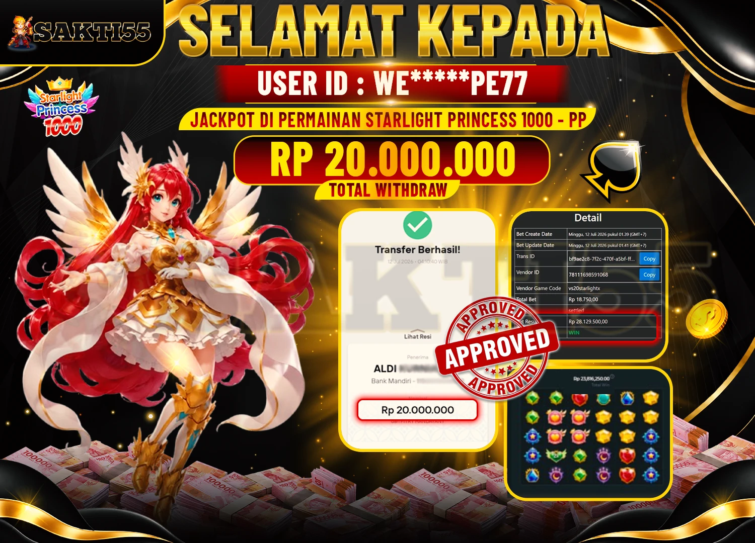 BUKTI JACKPOT STARLIGHT PRINCESS 1000 - SAKTI55